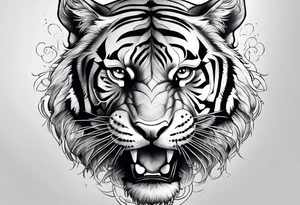 Memorial piece including a tiger on forearm. Very minimalist design. tattoo idea