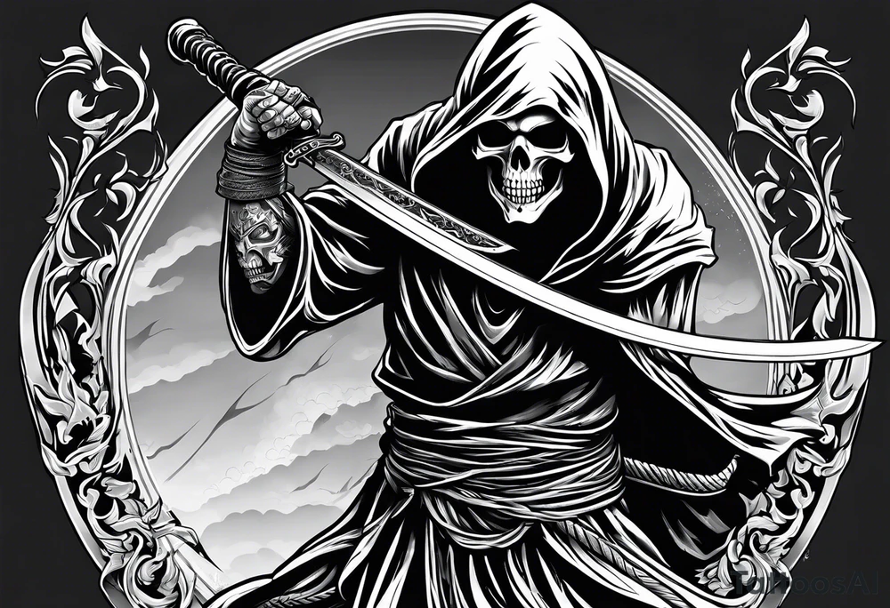 grim reaper with katana tattoo idea
