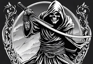 grim reaper with katana tattoo idea