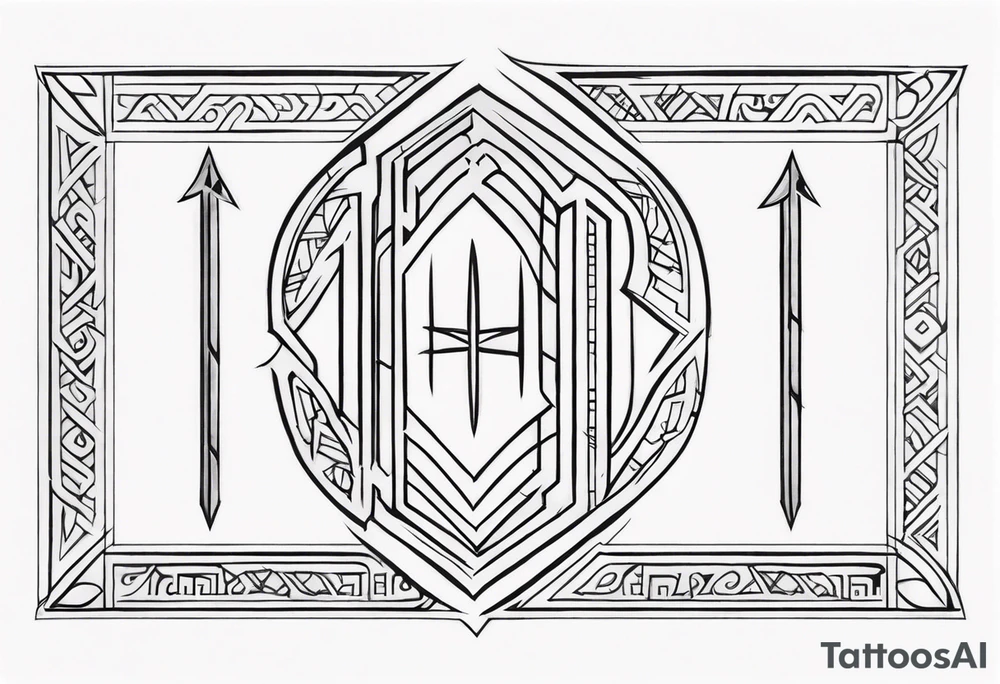 vertical rune tattoo with 4-5 symbols tattoo idea