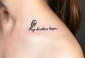 A microphone wire writing the words “My brothers keeper” tattoo idea