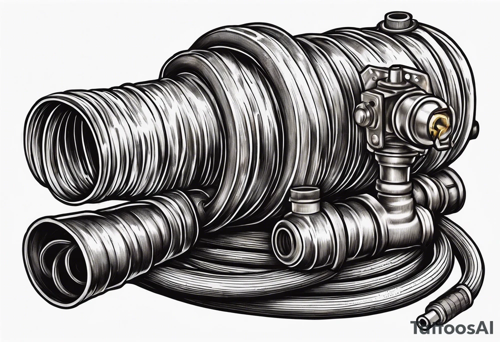 Firefighting hose with nozzle tattoo idea