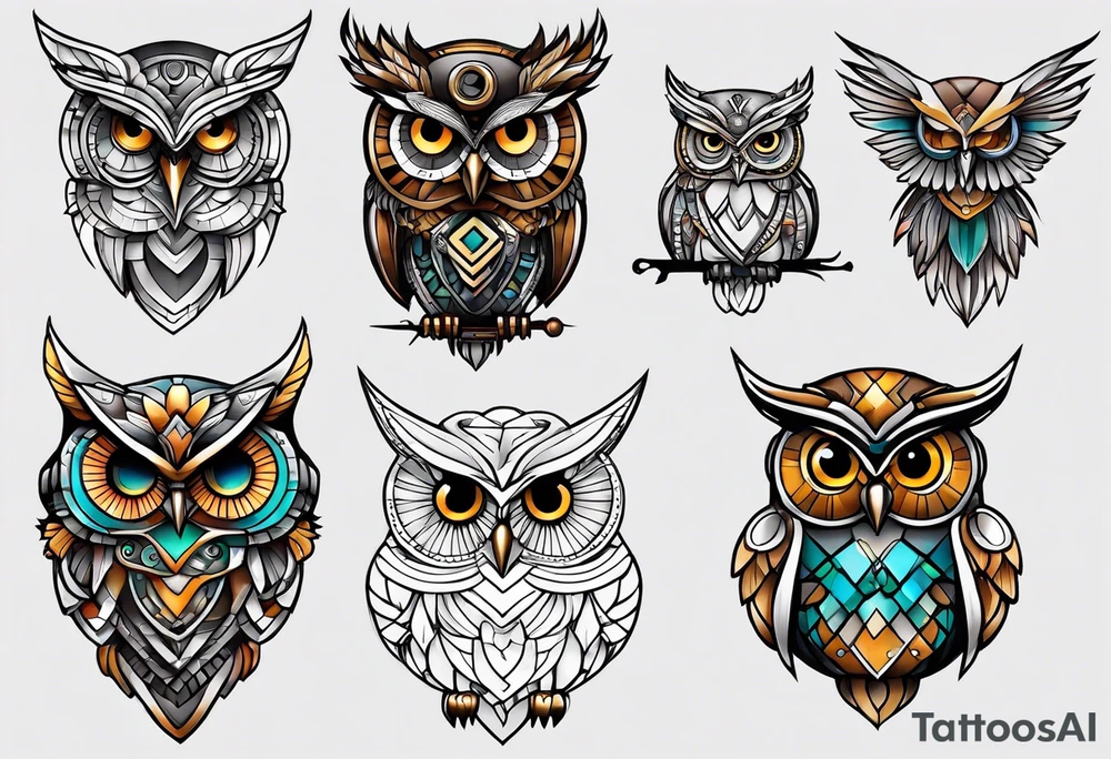 Steampunk owl tattoo idea