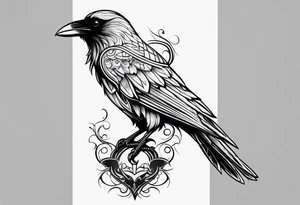outline of a tall Raven tattoo idea