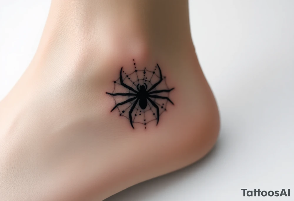 spider web with sillhuette of spider tattoo idea