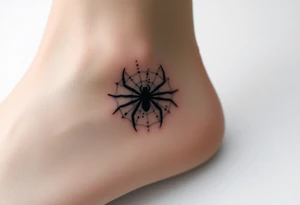 spider web with sillhuette of spider tattoo idea