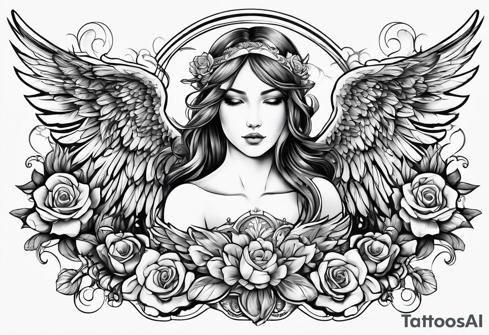 a love story between an angel and mortal tattoo idea