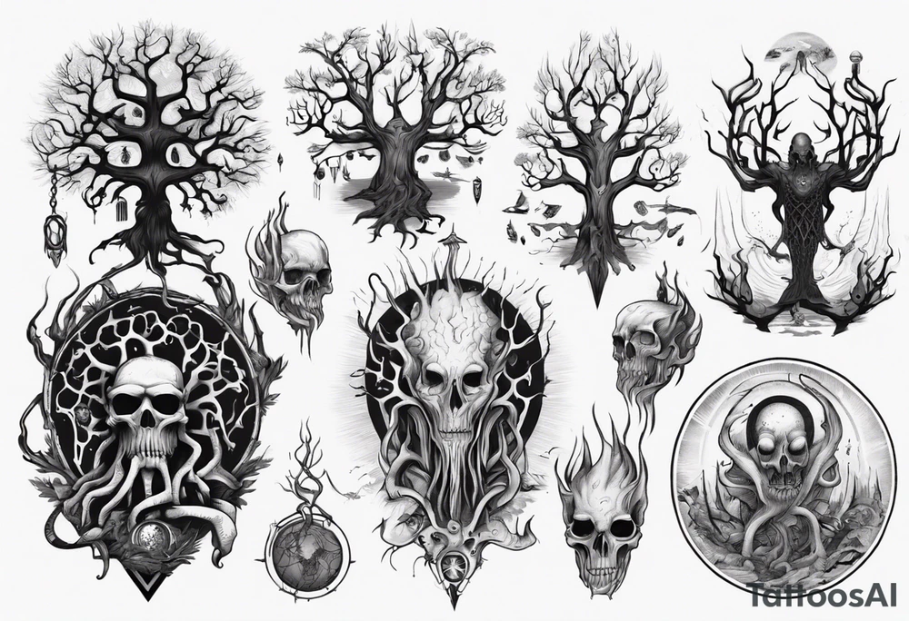 lovecraft them
with tree tattoo idea