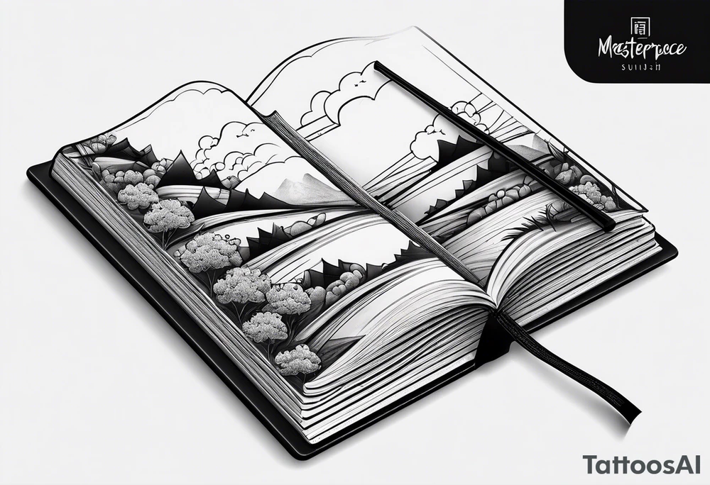 Small Minimalistic book design and incorporate sushi subtly tattoo idea