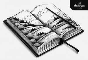 Small Minimalistic book design and incorporate sushi subtly tattoo idea