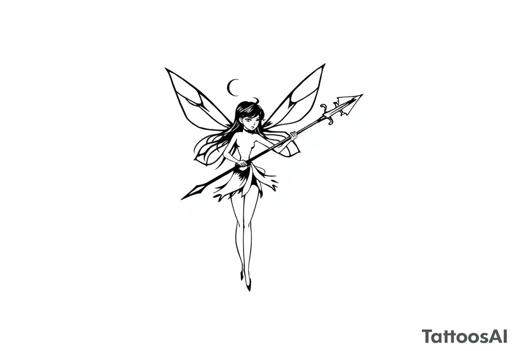 Dark fairy with weapon tattoo idea