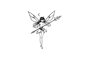 Dark fairy with weapon tattoo idea
