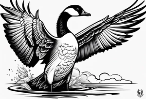 angry canadian goose with wings tattoo idea