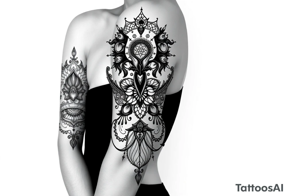 powerful sexy seven deadly sins with words greed, pride, gluttony, wrath, lust, sloth and envy, with a darkness kind of feeling tattoo idea