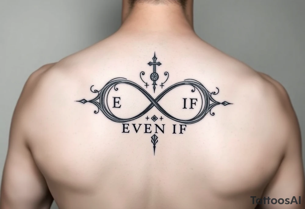 spiritual infinity symbol with EVEN IF tattoo idea
