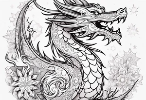 Constellation, kawaii dragon,snowflake tattoo idea