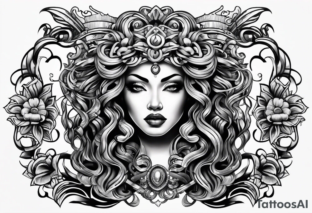 Medusa in chicano stijl tattoo idea