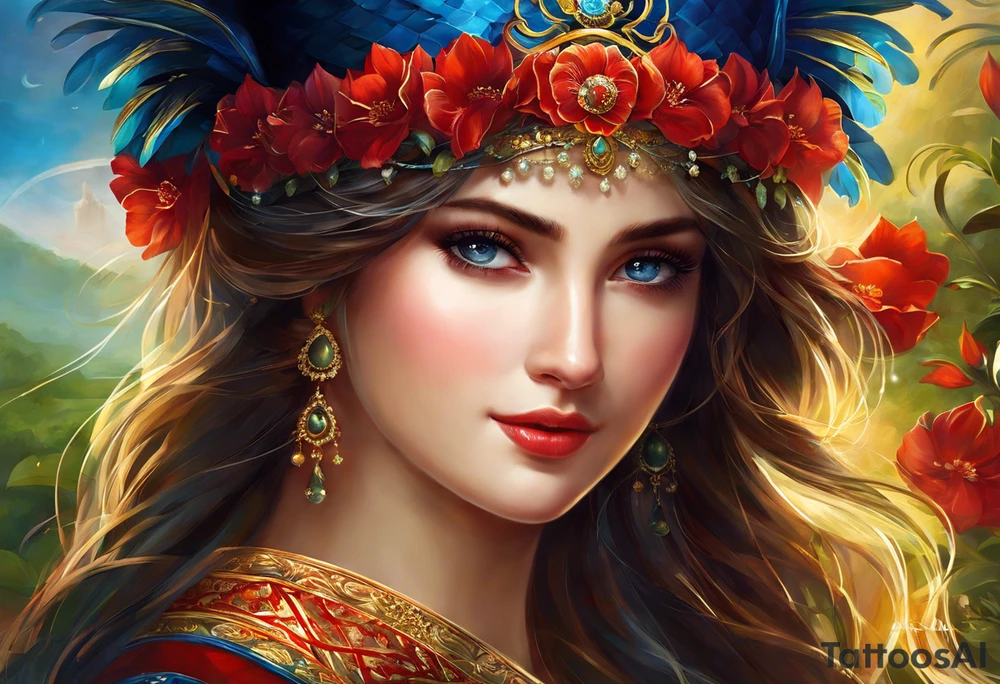самурай летит среди облаков. под ним океан и горы. война и любовь tattoo idea