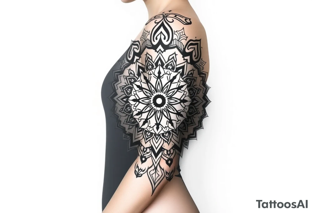 shaman style mytical mandala tattoo idea