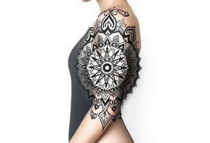 shaman style mytical mandala tattoo idea