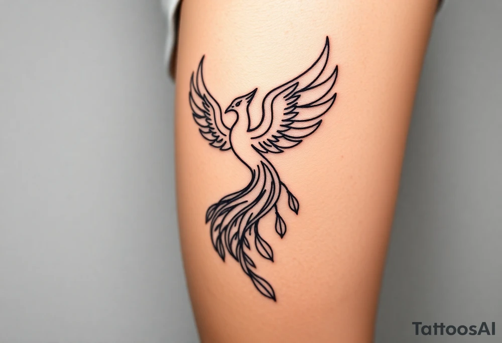magnificent phoenix rising from golden flames with trailing embers tattoo idea