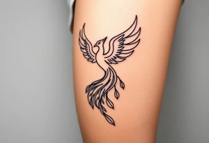 magnificent phoenix rising from golden flames with trailing embers tattoo idea