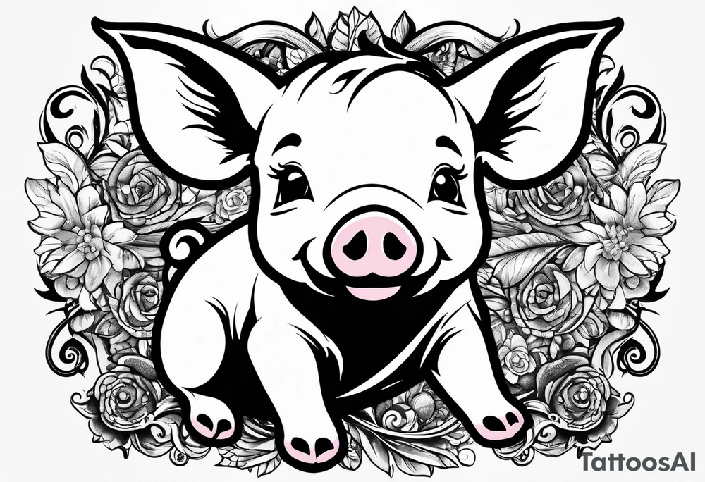 cute piglet.
with text: "friends not food" tattoo idea