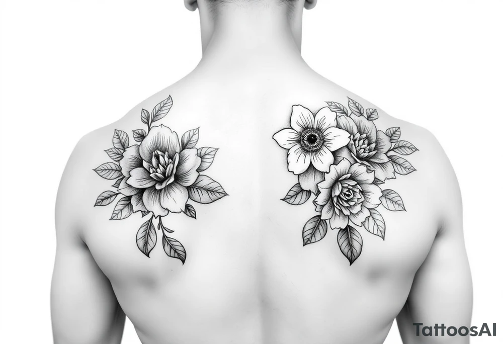 Ornamental floral shoulder tattoo tattoo idea