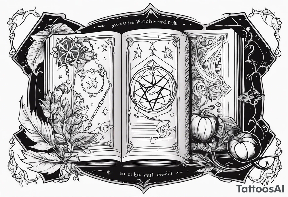 witches spell book tattoo idea