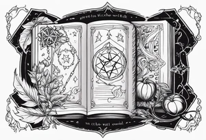 witches spell book tattoo idea