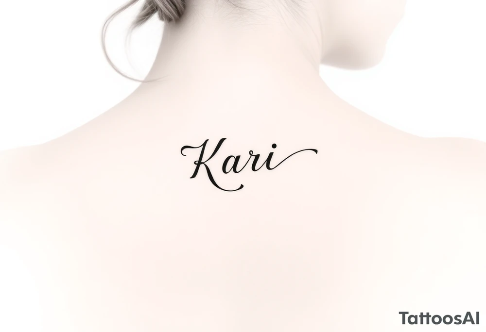 The word “Kari” going down side of face tattoo idea