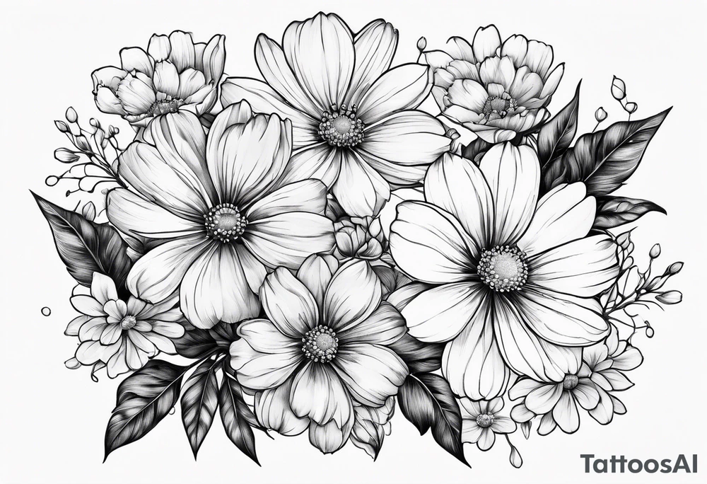 Cosmos flowers tattoo idea