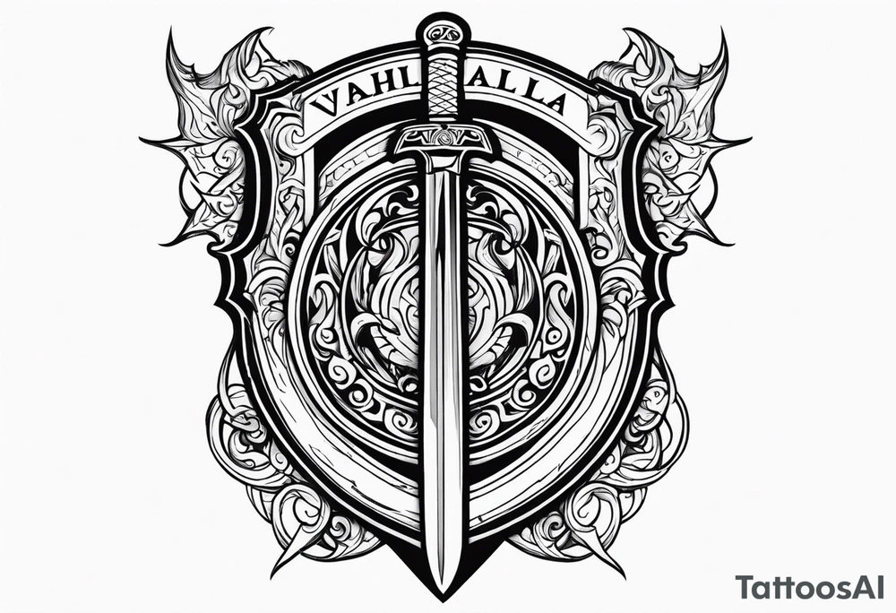 Valhalla sword shield tattoo idea
