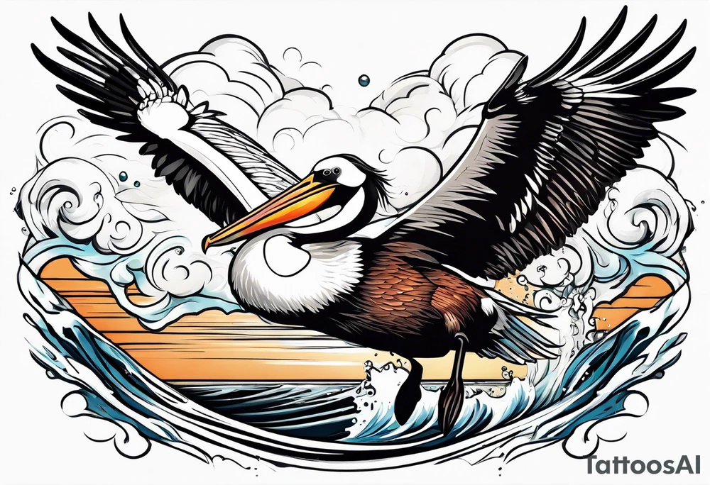 dive plunge plunging bombing pelican tattoo idea