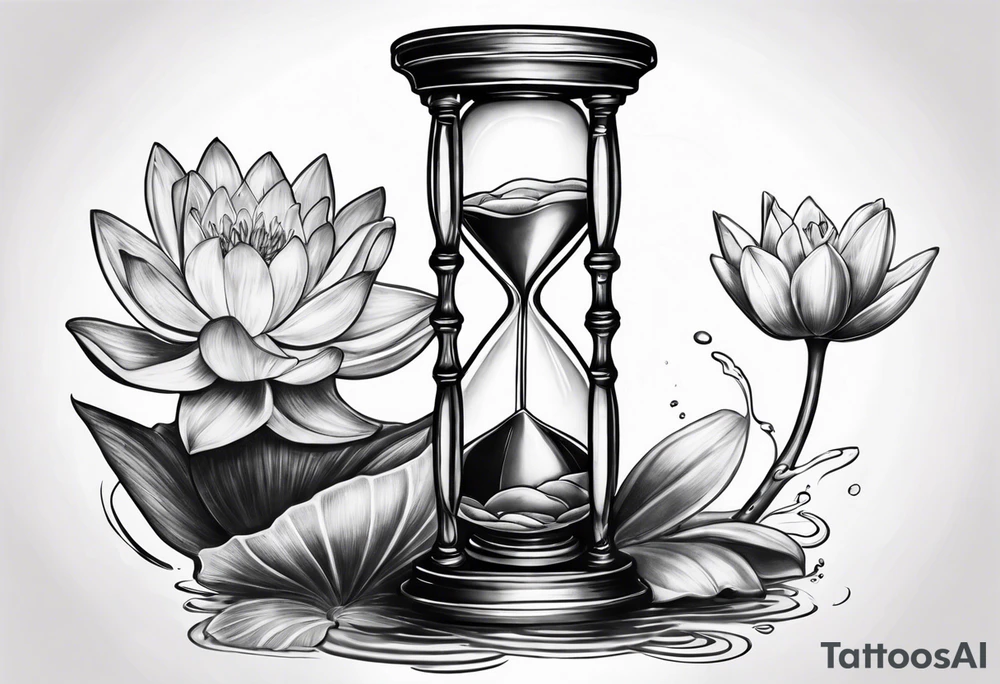 Hourglass with water lilly. tattoo idea