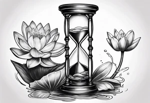 Hourglass with water lilly. tattoo idea