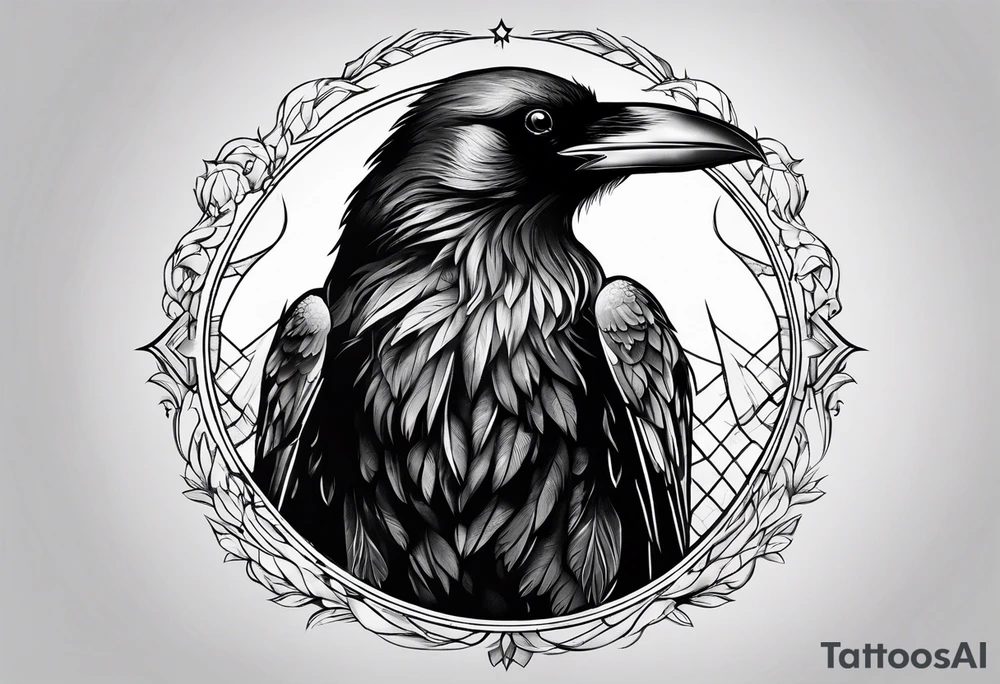 Crow on top of circle tattoo idea