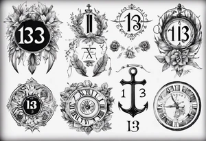 swedish theme with number 13 in roman numerals tattoo idea