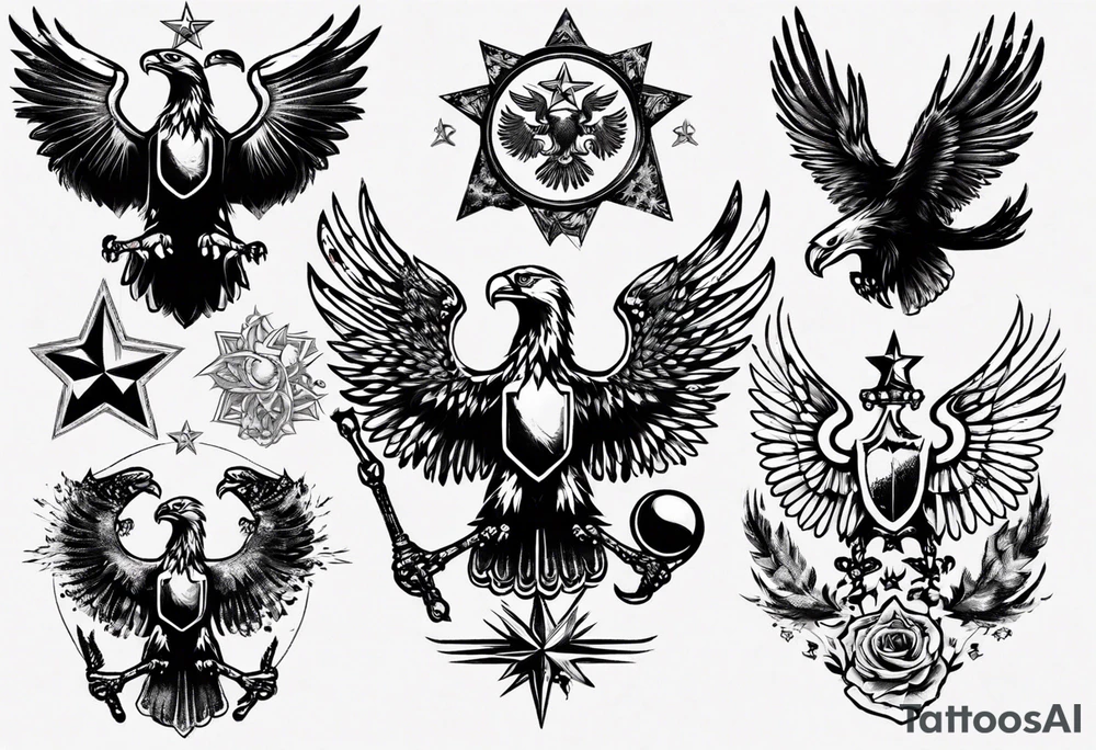 russian eagle with stars tattoo idea