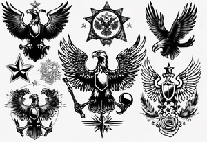 russian eagle with stars tattoo idea