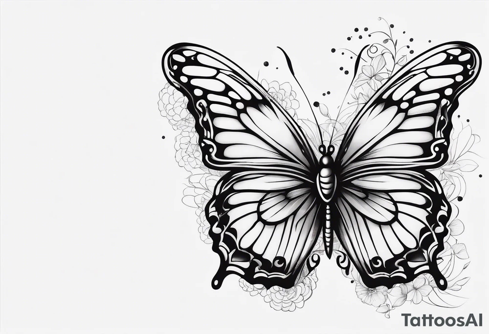 thin delicate contour butterfly tattoo idea