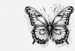 thin delicate contour butterfly tattoo idea
