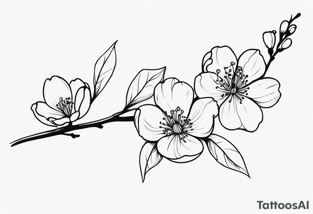 long Cherry blossum branch, from shoulder to wrist, blossom fully at the end tattoo idea