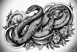 half sleeve tattoo with a snake wrapped around a sword and a heart tattoo idea