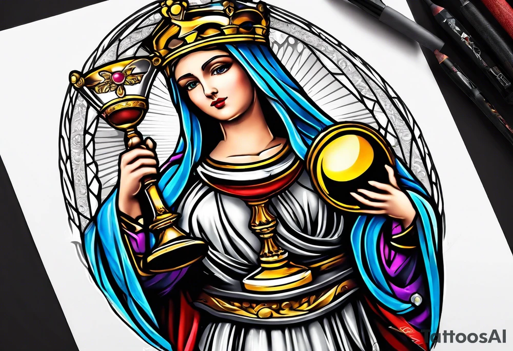 Saint Barbara holding a chalice tattoo idea