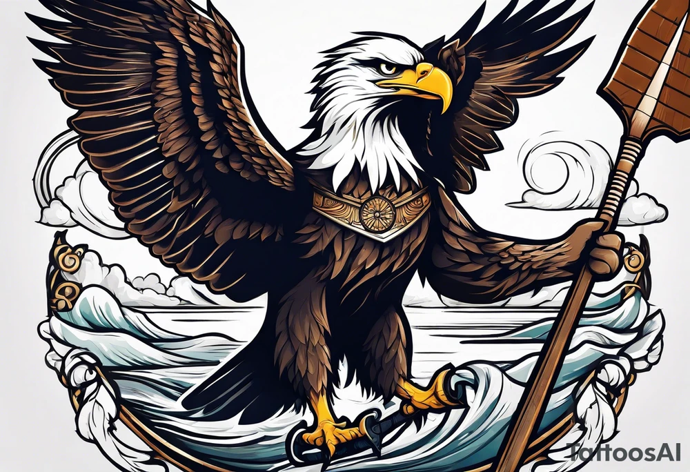 eagle holding an oar tattoo idea