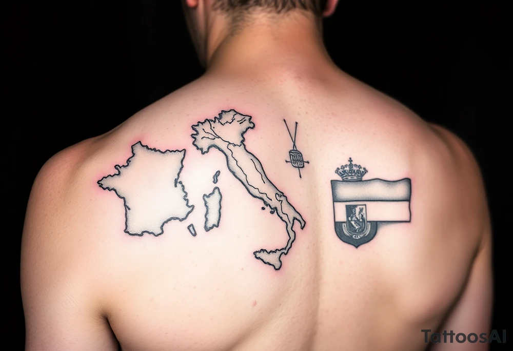 tattoo combining France, Italy, Netherlands, Spain tattoo idea