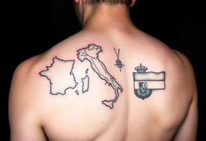tattoo combining France, Italy, Netherlands, Spain tattoo idea