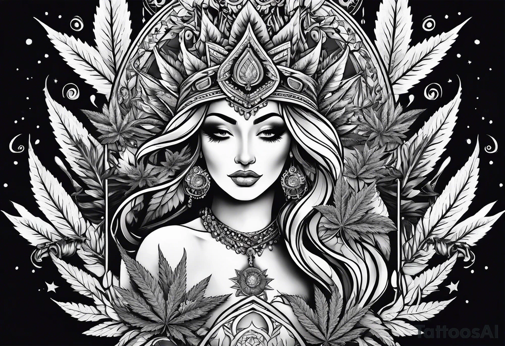 Goddess of marijuana tattoo idea
