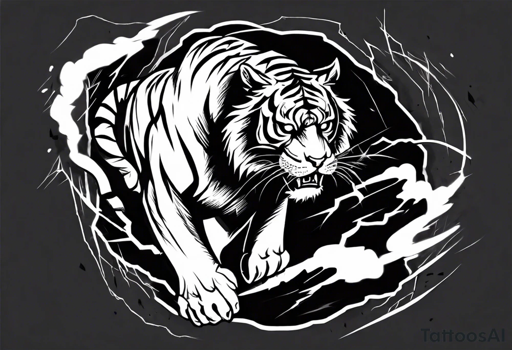A tiger surrounded by lightning for a forearm sleeve. Also leaving room for a symbol to be below the tiger tattoo idea